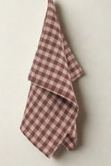 Chocolate Gingham Linen Kitchen Towel