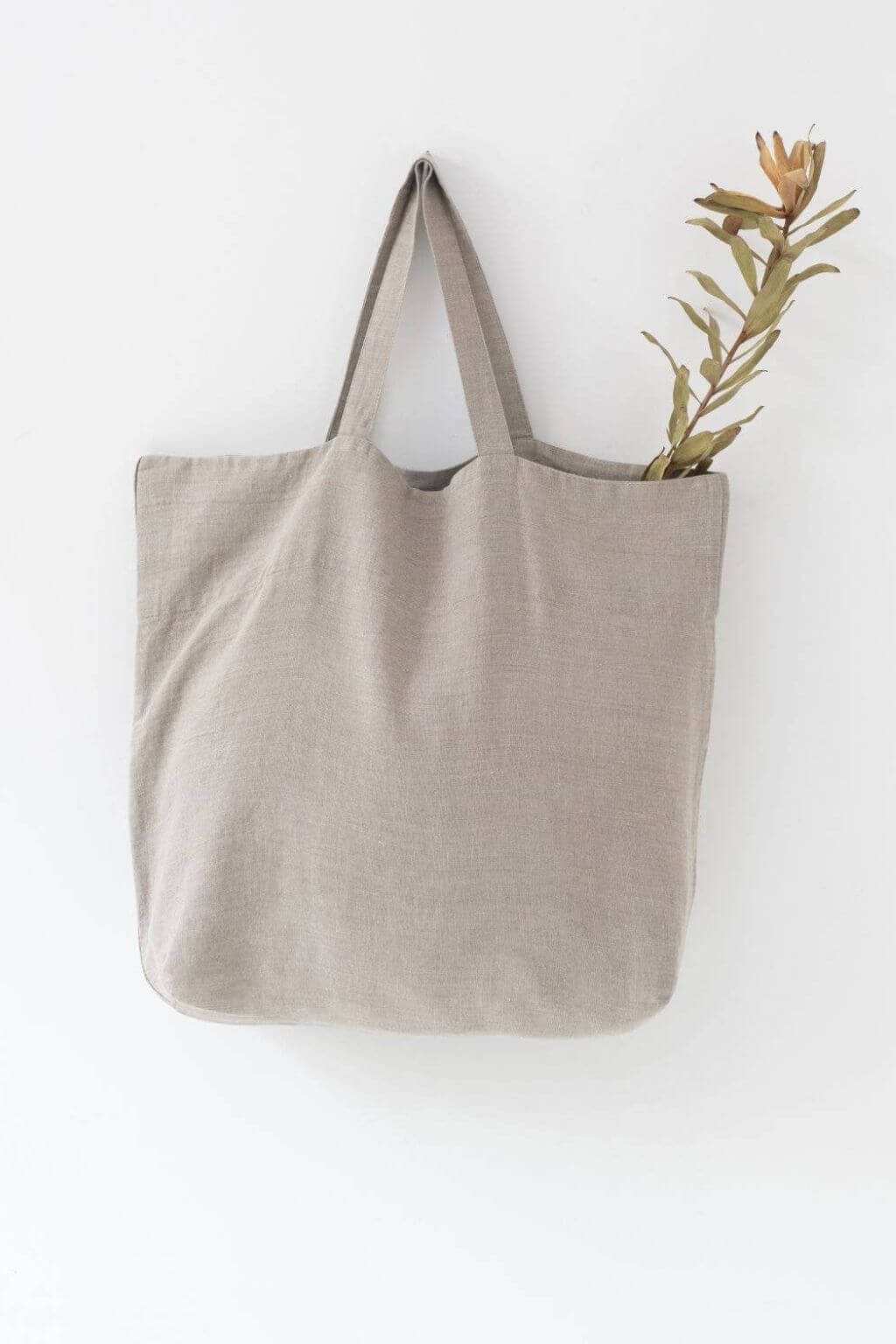 stonewashed linen tote neutral everyday bag