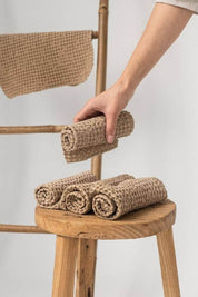 Beige Waffle Face Cloths, Set of 5