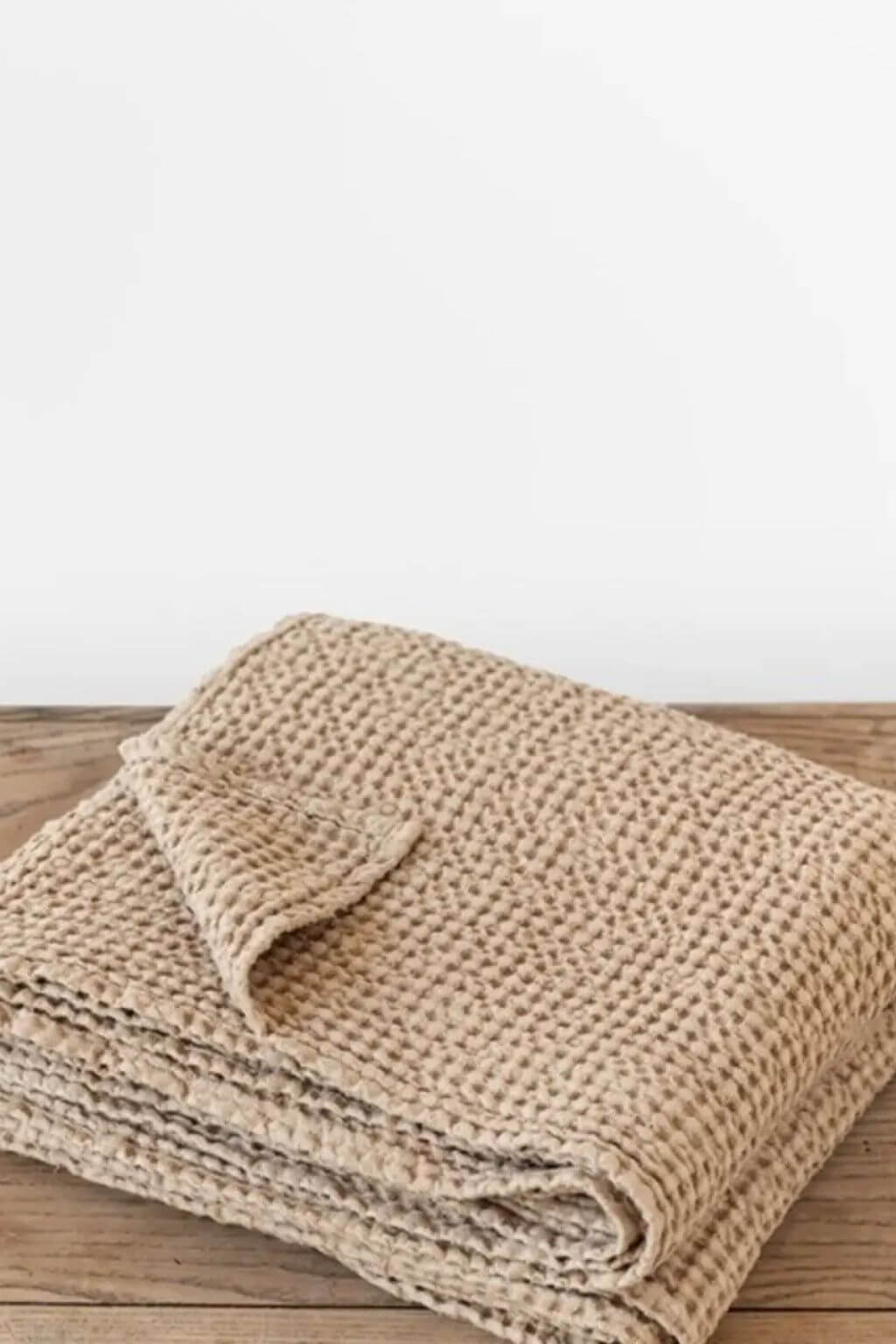 waffle weave blanket natural linen cotton blend