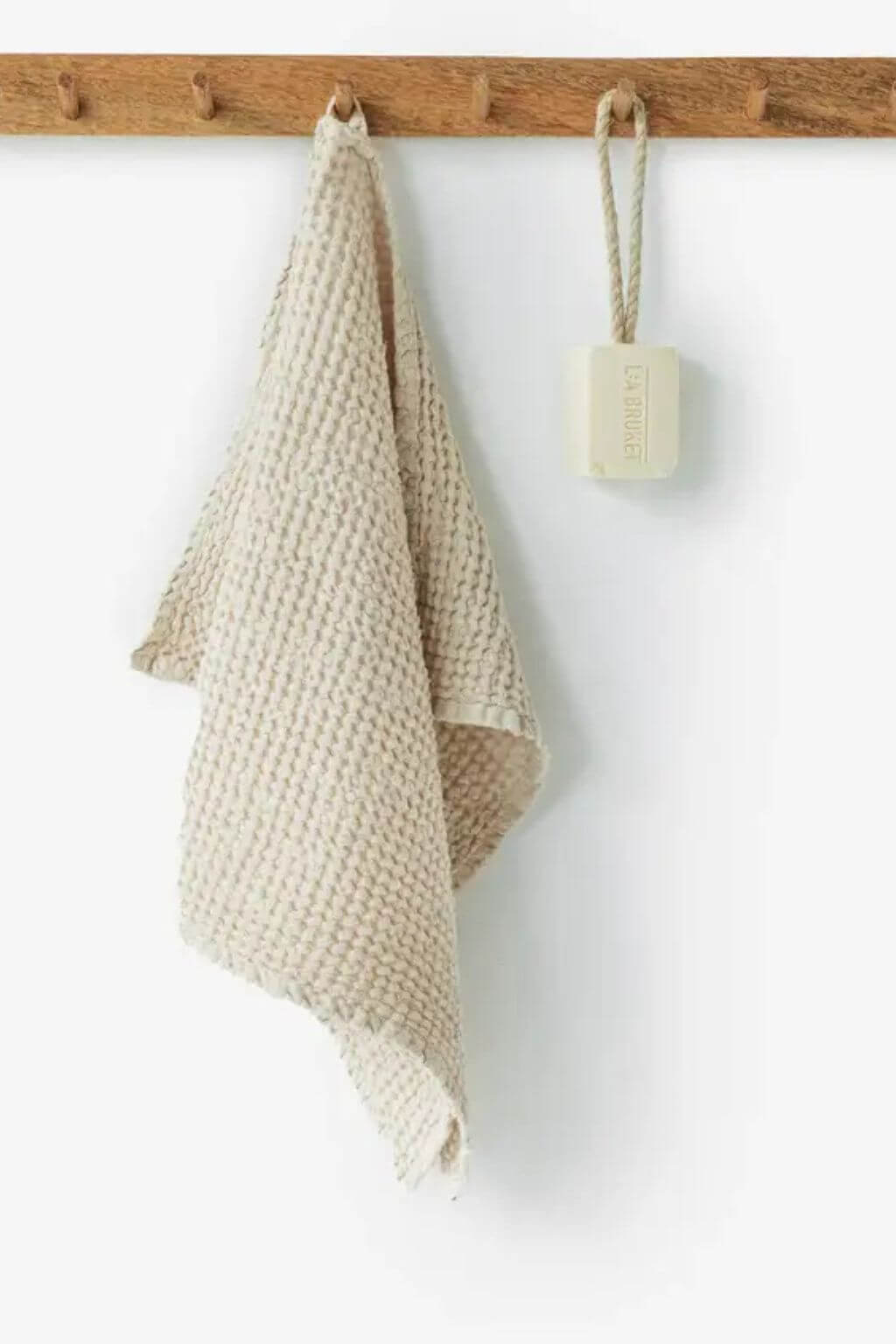 cream linen cotton waffle kitchen towel