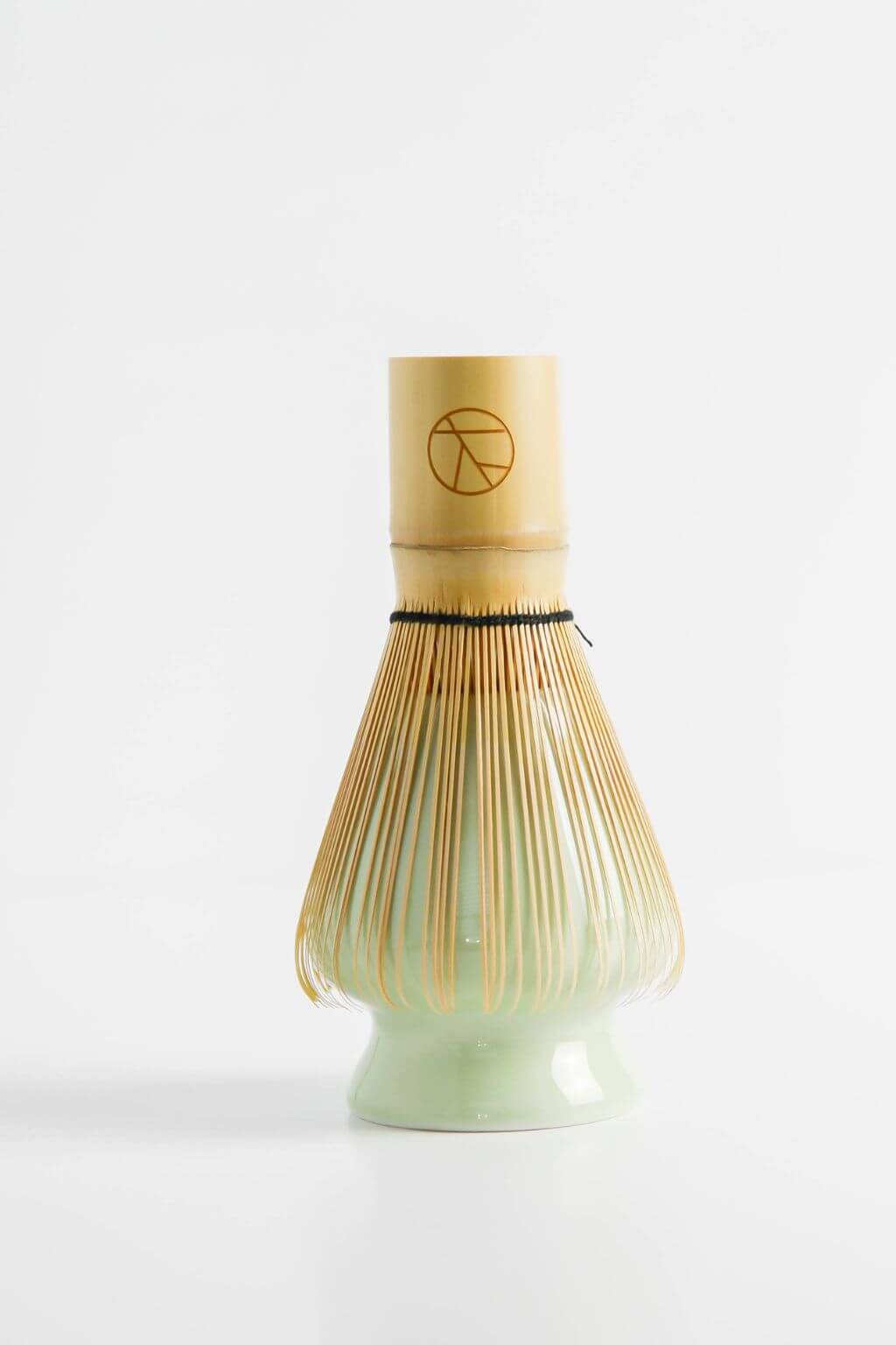 Light bamboo matcha whisk with engraved handle detail