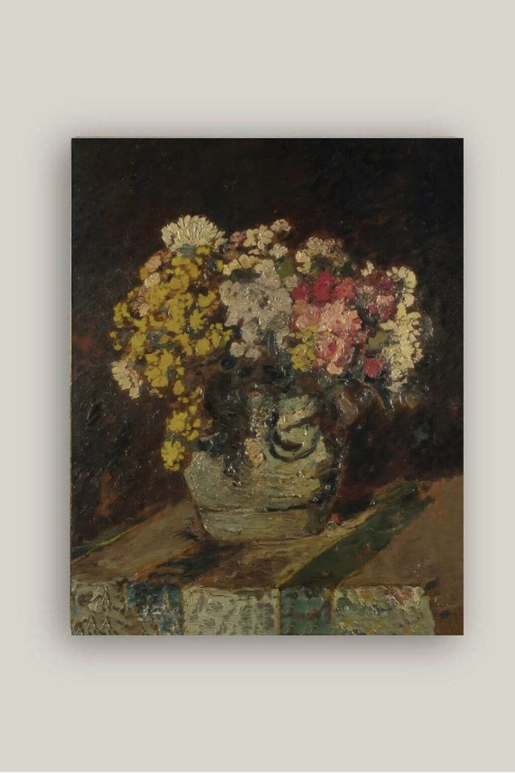 Moody floral artist board canvas print 11x14 still life