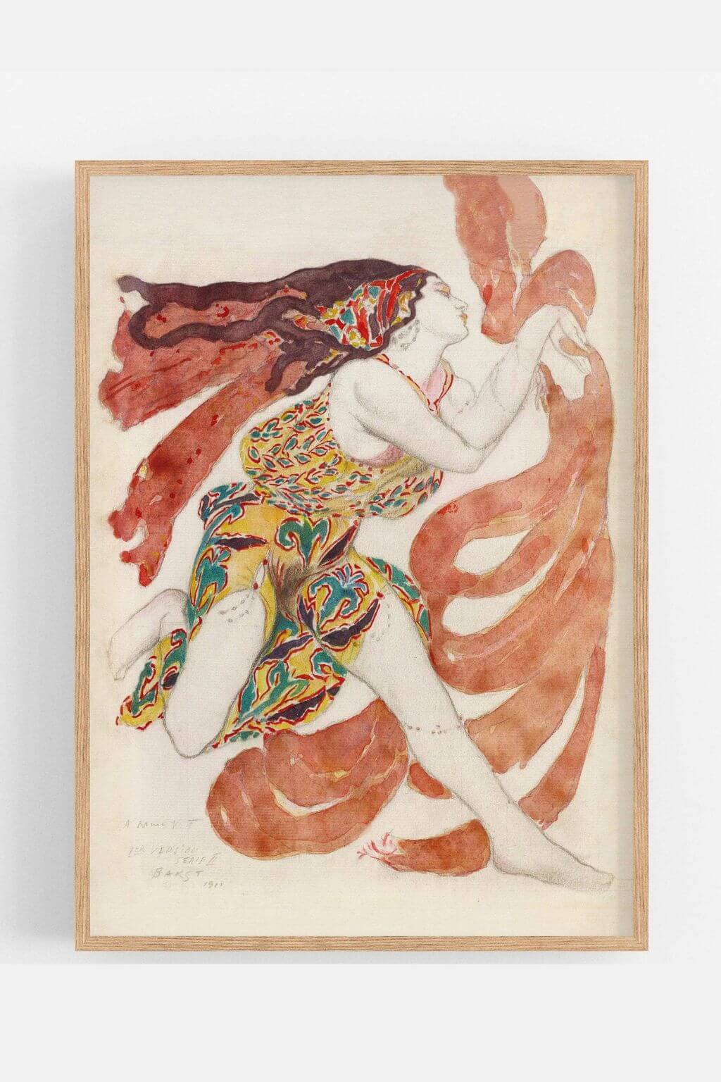 framed dance narcisse print by leon bakst