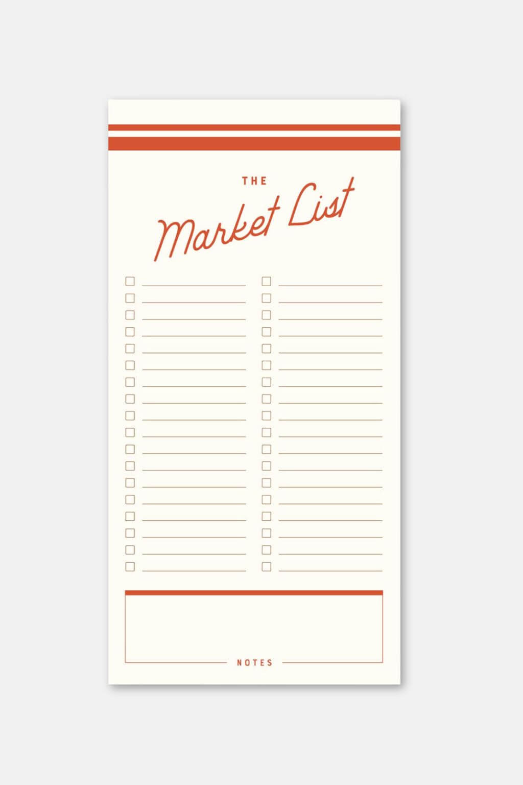 Retro Market List Notepad, Red Stripe