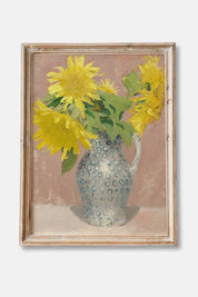 framed sunflower vase painting rustic farmhouse wall decor