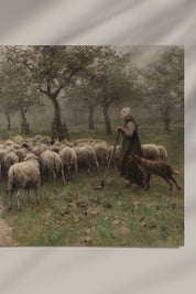 vintage european countryside sheep painting soft tones