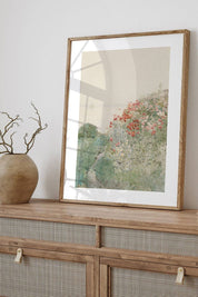 neutral floral countryside painting poppies and greenery