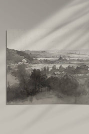 minimalist vintage landscape wall art soft gray tones
