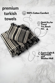 Juniper Turkish Cotton Peshtemal Towel | Black + Cream Stripe