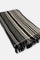 Black and cream striped towel with fringes on a white background