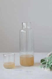 Recycled Glass Bedside Water Carafe + Drinking Glass Set