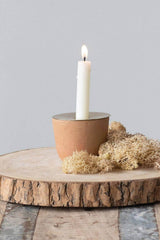 Terracotta Candle Holder with Brass Insert