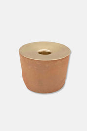 terracotta candle holder with brass top minimal styling