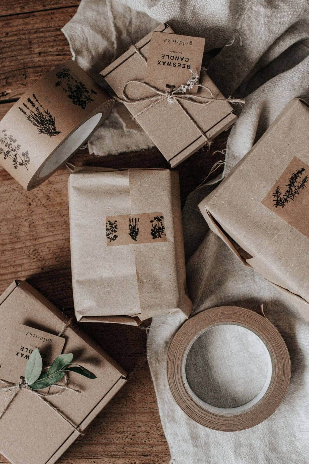 Wild Herbs Kraft Paper Tape | Botanical Packing Tape