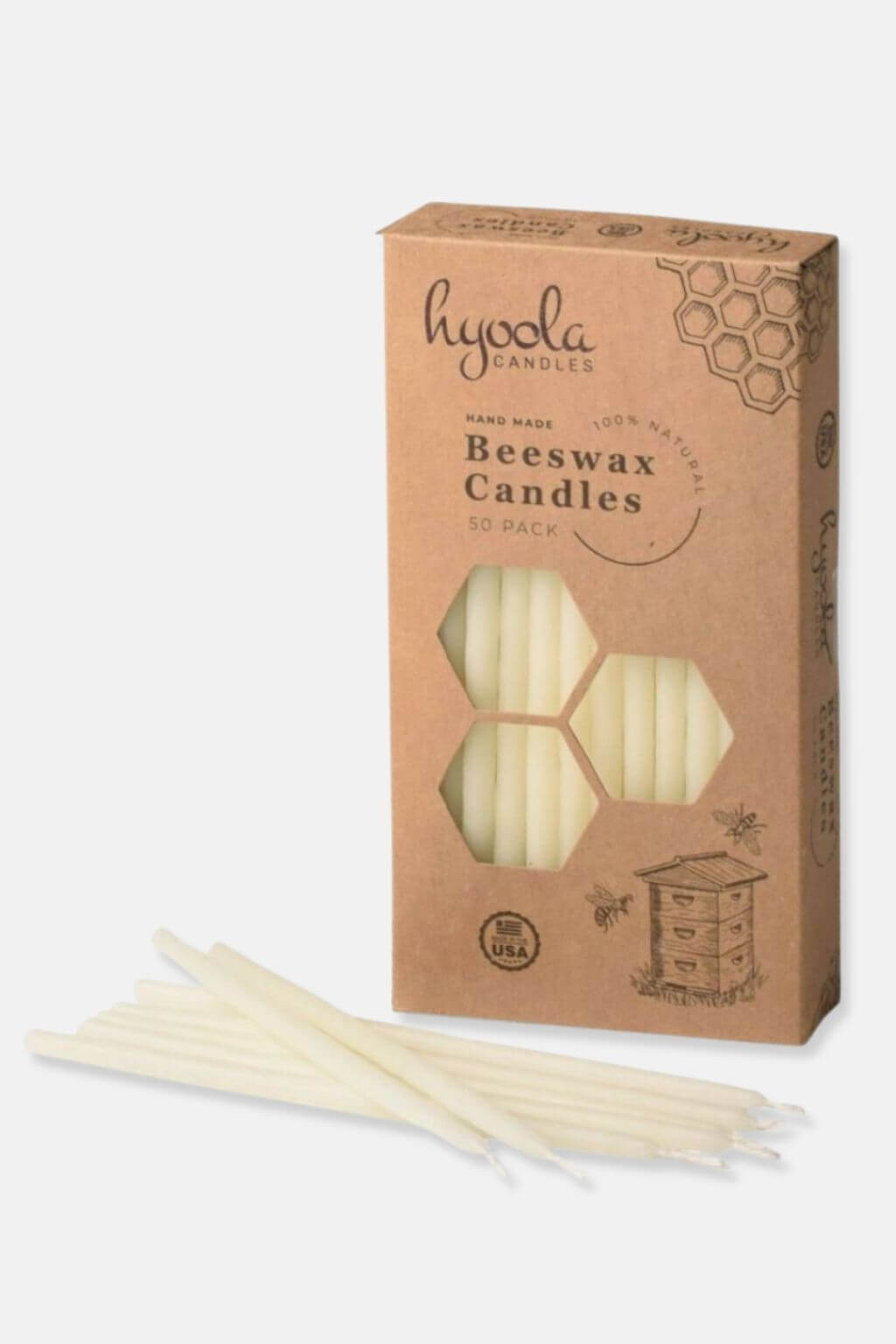 White Beeswax 6" Skinny Celebration Taper Candles, Box of 50