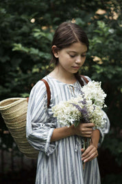 French Market Harvesting Basket Backpack with Brown Leather Straps